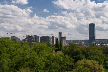 Fototapeta na wymiar Panorama of Belgrade, Serbia. Belgrade Waterfront