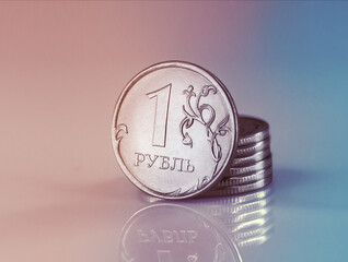 Economic crisis, decline of the world economy. Ruble devaluation. The fall of the Russian currency. Currency exchange at the Bank. sharp drop ruble's