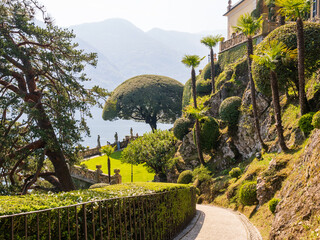 view from the top of the villa at lake como in italy