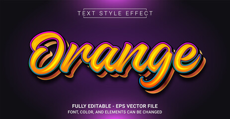 Orange Text Style Effect. Editable Graphic Text Template.