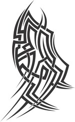 A beautiful illustration with tribal tattoo. Black color on a white background.