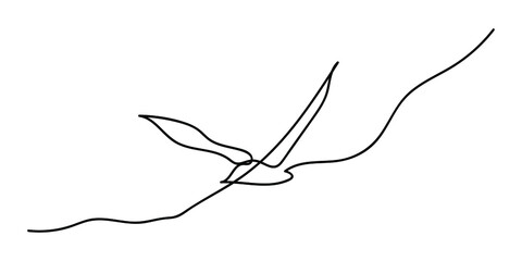Single continuous linear bird pattern for the company logo. Logo, design element. Modern graphics in the style of line art.