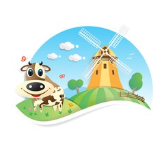 Obraz na płótnie Canvas Farm cartoon background vector illustration