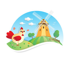 Fototapeta premium Farm cartoon background vector illustration