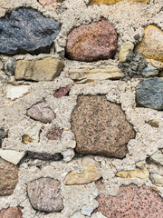 Wall, made of stones in Kuldiga, Latvia.