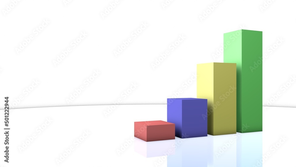 Poster Colored graph columns. Sales. 3D rendering