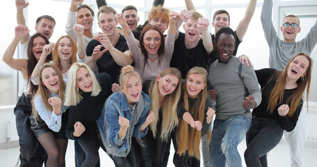 close up. a jubilant group of cheerful young people.