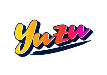 Yuzu text word mark, effect template with abstract, bold, and hand drawn style to use for business logo and brand