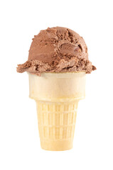 Rocky Road Ice Cream Cone Isolated on a White Background