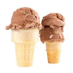 Rocky Road Ice Cream Cone Isolated on a White Background