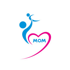 Mom and baby logo on white background vector illustration