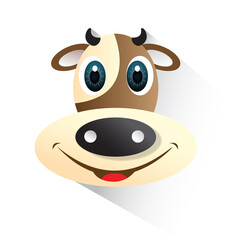 Cow face on white background vector illustration