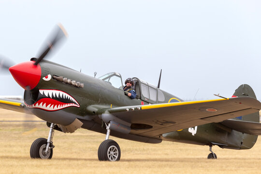 RAAF Williams, Point Cook, Australia - March 1, 2014: Curtiss P-40N Kittyhawk World War II fighter aircraft VH-ZOC.