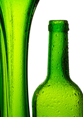 green bottle with water drops 