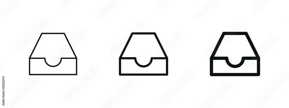 Poster inbox icon , archive icon sign - data storage in box icon logo - line outline icons 