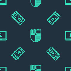 Set line Shield for game, Mobile and playing in and Laptop on seamless pattern. Vector
