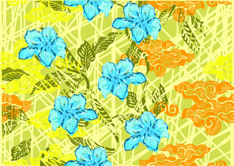 Indonesian batik motifs with very distinctive, exclusive plant patterns. vector EPS 10