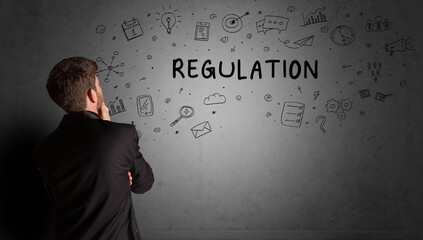 businessman drawing a creative idea sketch