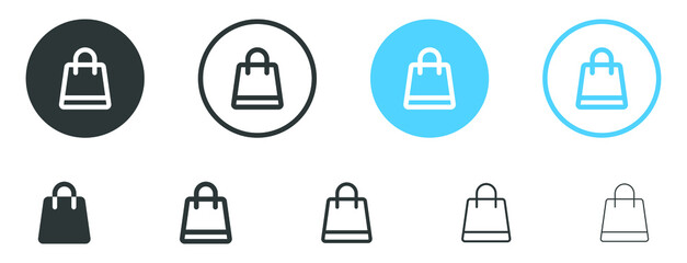 shopping bag icon - shop bag icon sign, package icon button in filled, thin line, outline and stroke style