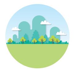 Cartoon nature landscape Vector illustration.