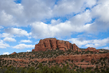 Sedona Red Rocks with Fluffy Clouds