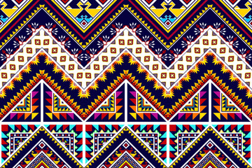 Geometric abstract ikat ethnic pattern design. Aztec fabric carpet mandala ornament chevron textile decoration wallpaper. Tribal turkey African Indian traditional embroidery vector background 