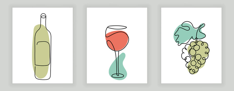Wine posters set