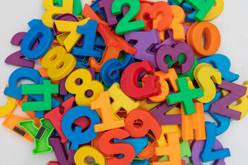 Plastic alphabets and numbers for children learning