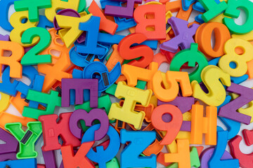 Plastic alphabets and numbers for children learning