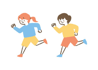 走って遊ぶ子どもたち_色