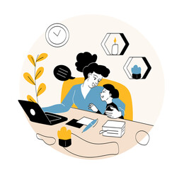 Freelancer woman with kid