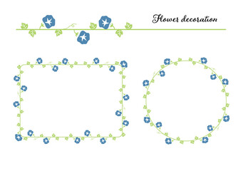 夏の風物詩アサガオフレーム_カラー