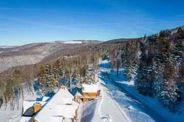 Aerial Drone View of Ski Resort in West Virginia