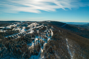 Aerial Drone View of Ski Resort in West Virginia