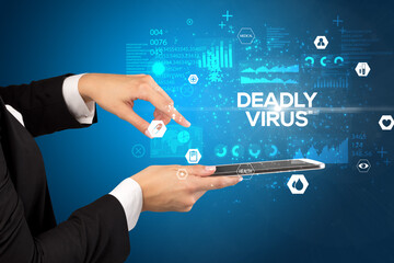 Close-up of a touchscreen with medical inscription