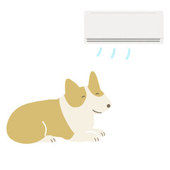 エアコンと犬のイラスト