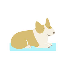 ひんやりマットに乗る犬のイラスト
