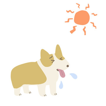 熱中症の犬のイラスト