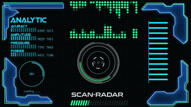 Technology Radar HUD Screen Animation 4K. 