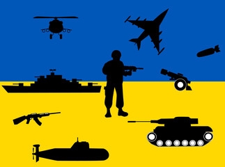 Fototapeta na wymiar ウクライナの軍隊を表しているイラスト素材です。