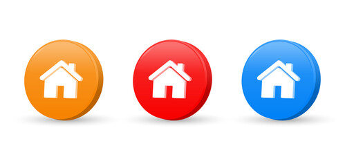 3d Web home icon for apps and websites, House icon, Home icon sign in 3d circle or Main page icon for apps and website	