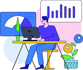 Internet workers collaborating with each other vector concept illustration
