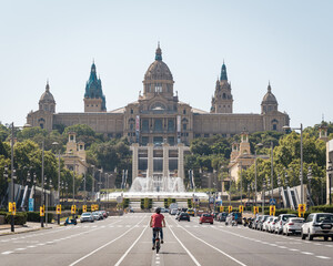 Obraz premium Along street of Palace of Montjuic in Barcelona