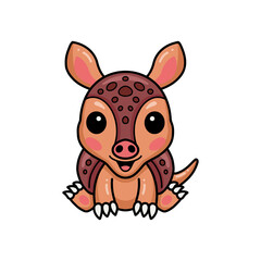 Cute little armadillo cartoon sitting