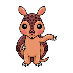 Cute little armadillo cartoon presenting