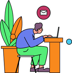 Internet workers collaborating with each other vector concept illustration
