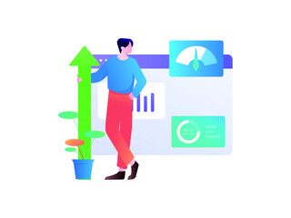 Internet workers collaborating with each other vector concept illustration
