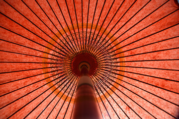 Japanese red parasol / 赤い和傘(唐傘)の内観 © the last orangutan