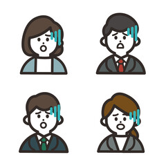 ショックな会社員アイコンセット