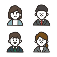 笑顔の会社員アイコンセット